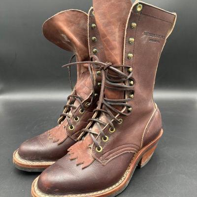 Brown Leather Work Boots, Size 5.5