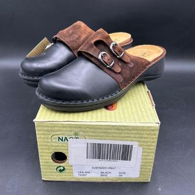 Naot Leather and Suede Clogs, Size 8