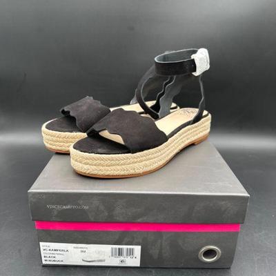 Black Suede Espadrille Sandals by Vince Camuto, Size 8