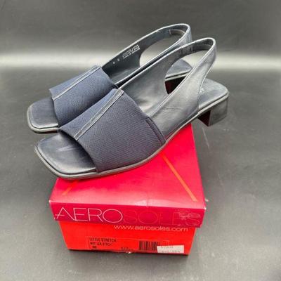 Aerosoles Black Slingback Heeled Sandals, Size 8