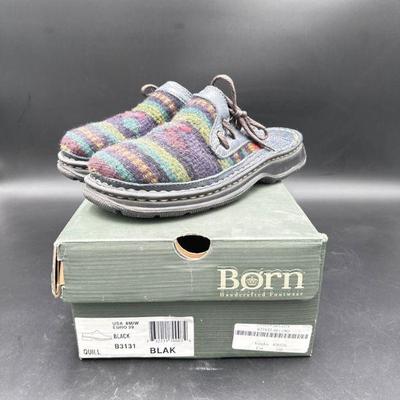 Born Multicolor Wool Slip-On Clogs, Size 8