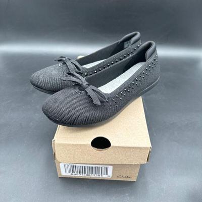 Black Textile Ballet Flats with Bow Detail