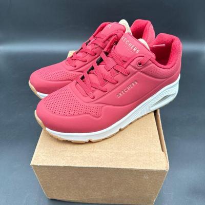 Skechers Red Lace-Up Sneakers, Size 8