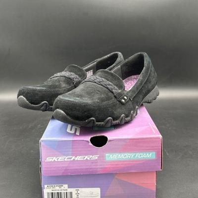 Skechers Black Suede Memory Foam Loafers, Size 8