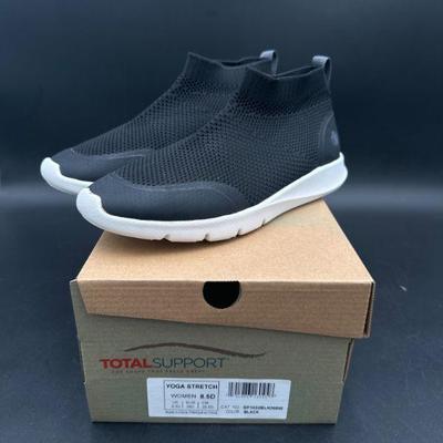 Black Slip-On Sneakers with Knit Uppers, Size 8.5