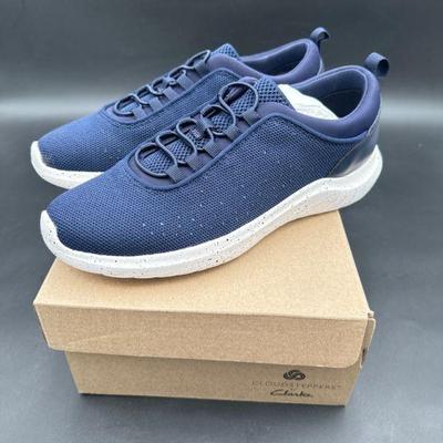 Clarks Navy Blue Knit Sneakers, Size 8