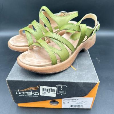 Dansko Green Leather Sandals, Size 8
