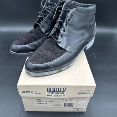 Munro American Leather and Suede Boots, Size 7.5