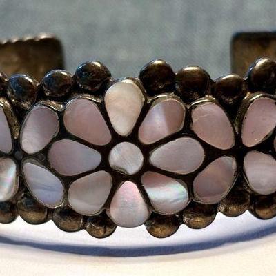 Silver inlay cuff bracelet
