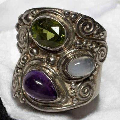 Sajen sterling ring with semi precious stones