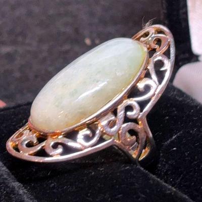 Jadeite sterling ring stamped gsj
