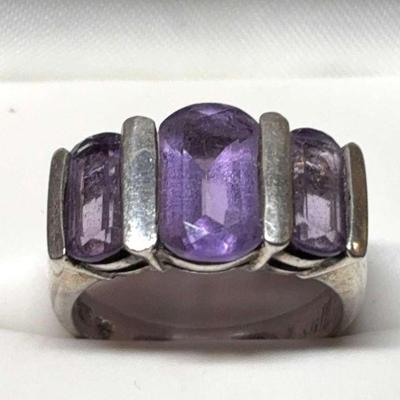 Amethyst and sterling ring