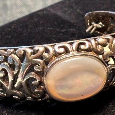 Sterling mother of pearl cuff lot 2