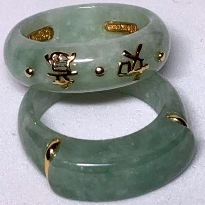 Jadeite gold rings