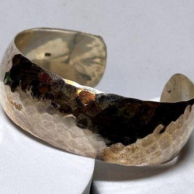 Hammered sterling cuff