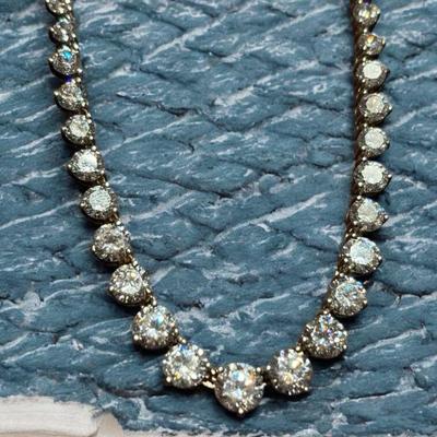 Faux diamond sterling graduated necklace