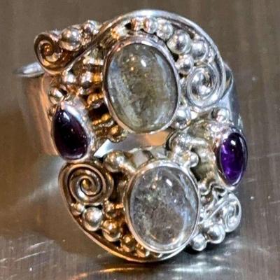 Sajen sterling ring with amethyst moonstone