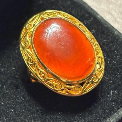Carnelian accent ring in sterling