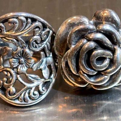 Floral theme sterling rings