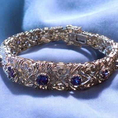 Sterling blue tourmaline bracelet