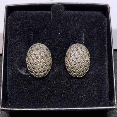 Sterling clip earrings with marcasite