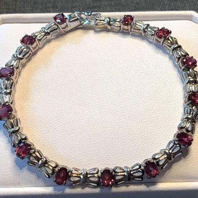 Sterling and amethyst link bracelet