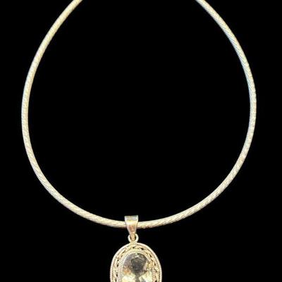 Sterling aquamarine pendant & necklace
