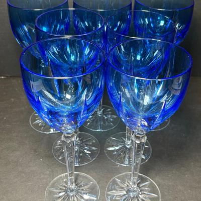 Clermont Blue Wine Glasses by Gorham Crystal, Set Of 7