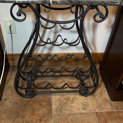 Marble Top Metal Wine Rack Table