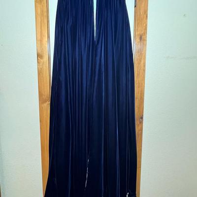Deep Blue Velvet Cloak W/Hood, White Satin & Gold Accent Clasp