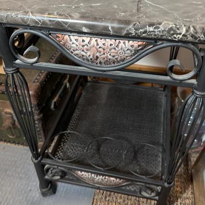 Marble Top Small Ornate Rolling Bar Table