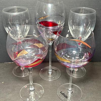 Milano Mosaic Stained Glass Goblets & Pier 1 Imports Red Tear Drop Stemware Goblets
