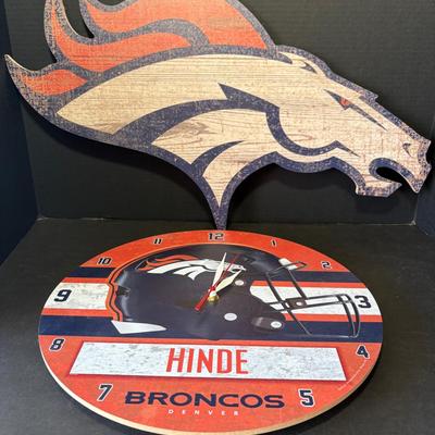 Large Wood Denver Broncos 3D Logo & Personalized Clock