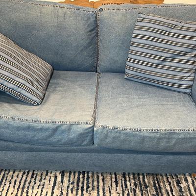 Denim Jean Upholstered Two Seat Sofa