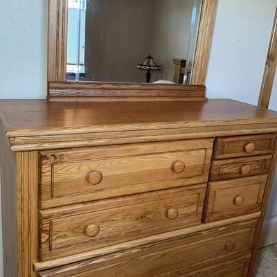 Orman Grubb Eight Drawer Oak Dresser With Mirror