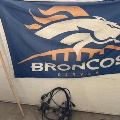 Outdoor Broncos Flag & Patio Lights