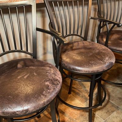 Morgan Bronco Brown Full Swivel Bar Stools X3