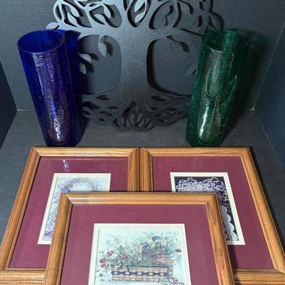 3 Artwork Creations Unlimited Prints By Pat Richter & Metal Tree Of Life 