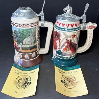 2000 & 2001 Budweiser Membership Steins