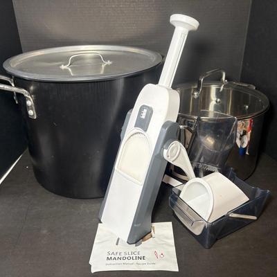 Great Cooks Stock Pot, Cuisinart 8qt Stock Pot & Safe Slice Mandoline