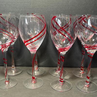 Pier 1 Double Swirl Long Stem Wine Glasses, Set Of 8