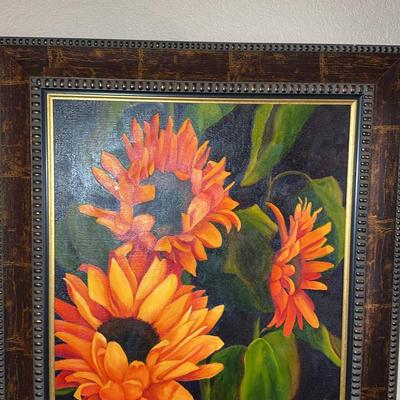 Sunflowers Oil On Board Painting By Saur 
