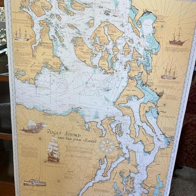 Puget Sound & San Juan Islands Mounted Map