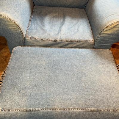 Denim Jean Upholstered Oversize Chair & Ottoman #2