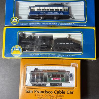 NIP Bachmann & AHM HO Scale Cable Cars & Engine W/Switcher