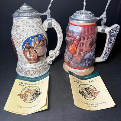 1998 & 1999 Budweiser Membership Steins