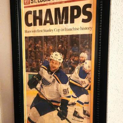 Framed Post-Dispatch STL Blues Stanley Cup Champs