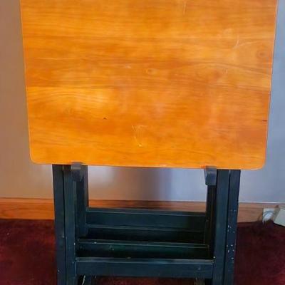 Set of 4 Wood TV Tables plus stand
