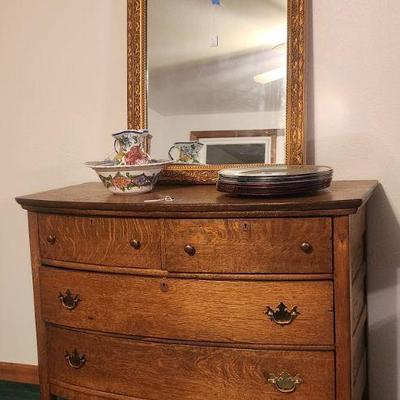 Antique Chest of Drawers, Decorative Wall Mirror & other decor.
