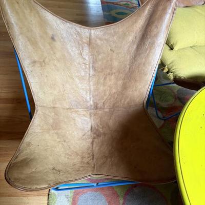 1960s Pair Leather Butterfly Chairs Jorge Ferrari Hardoy Bonet and Kurchan Knoll